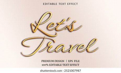 Efeito de texto editável Let's Travel 3d desenho animado modelo vetor premium