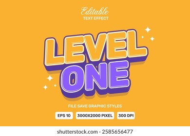 Editable Text Effect Level One Vector Premium Template.