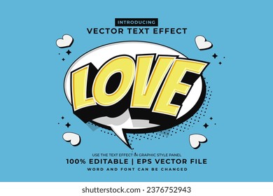 Editable text effect Love 3d Cartoon Comic style premium vector