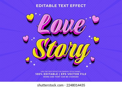 Editable text effect - Love Story Traditional Cartoon template style premium vector