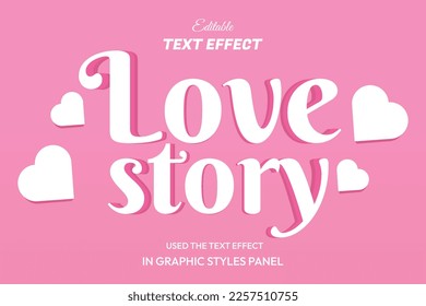 Editable text effect - Love Story 3d template style premium vector