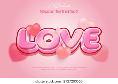 Editierbarer Texteffekt von LOVE-Schriften im rosa dreidimensionalen Stil