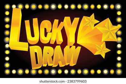 Efecto de texto editable Efecto de estilo Lucky Draw 3d. efecto de texto elegante, color dorado para un tema de lujo. Vector Premium