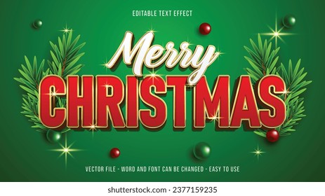 Editable text effect merry christmas text style