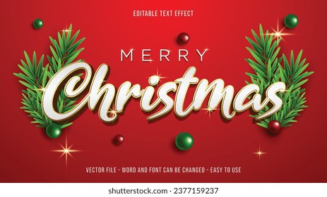 Editable text effect merry christmas mock up, luxury text style
