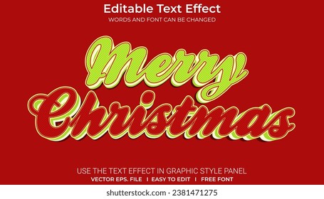 Efecto de texto editable Feliz Navidad. Plantilla de tipografía para banner. Letras estilo juvenil. vector premium de estilo de plantilla