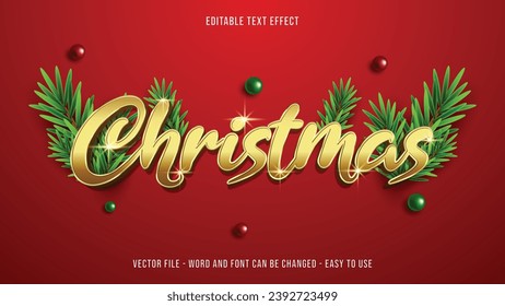 Editable text effect merry christmas mock up suitable for business brand