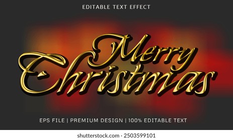 Editable text effect Merry Christmas text style. Golden chrome style text effect.