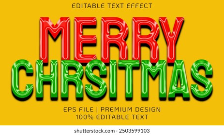 Editable text effect Merry Christmas text style. Christmas editable text. Text effect for Christmas promotion and celebration