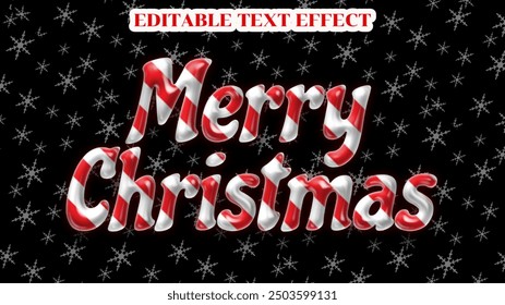 Efecto de texto editable Feliz estilo de texto de Navidades. Navidades de texto editable. Efecto de texto de caramelo para la promoción y celebración de Navidades