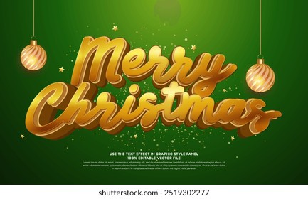 Editable text effect merry christmas. suitable for a Christmas theme design