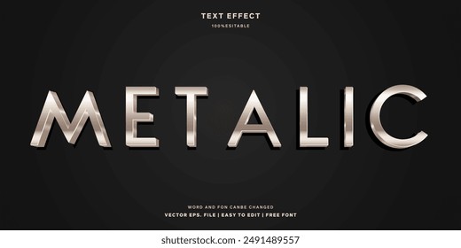 Editable text effect - Metallic word theme.