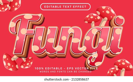 Editable text effect - mfungi 3d style concept with mushroom illustration