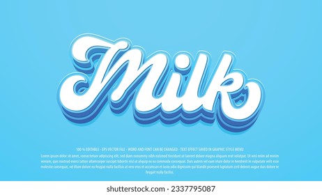 Editable text effect milk with 3d style use for logo and business brand
