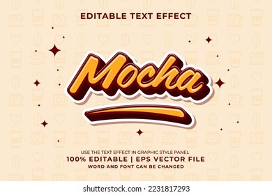 Editable text effect mocha cute 3d cartoon template style premium vector
