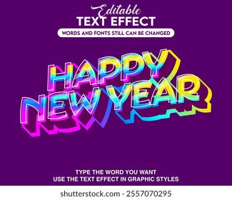 Editable text effect modern style happy new year theme