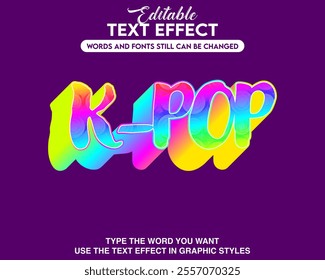 Editable text effect modern style k pop theme
