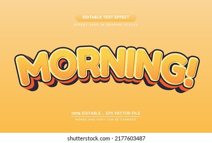 Editable text effect morning with yellow and black color 3d style effect	