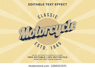 Editable text effect motorcycle badge 3d vintage style premium vector