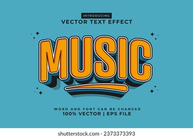 Editable text effect Music 3d cartoon style premium vector