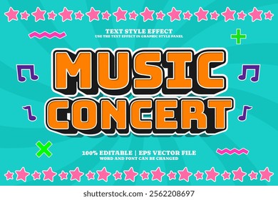  Editable Text Effect Music Concert Vintage Cartoon Style