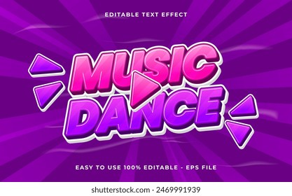 Editable text effect Music dance 3d Cartoon template style premium vector