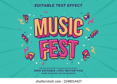 Editable text effect - Music Fest Cartoon template style premium vector