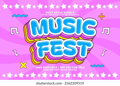 Editable Text Effect Music Fest Vintage Cartoon Style