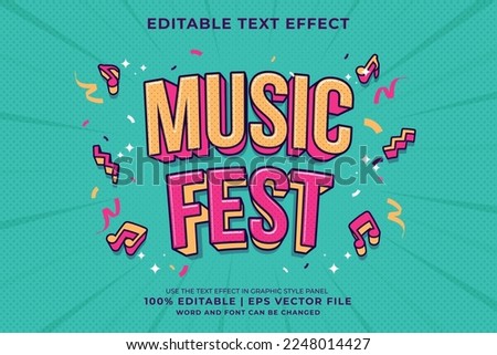 Editable text effect - Music Fest Cartoon template style premium vector