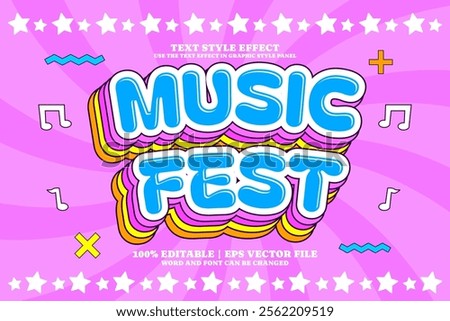 Editable Text Effect Music Fest Vintage Cartoon Style