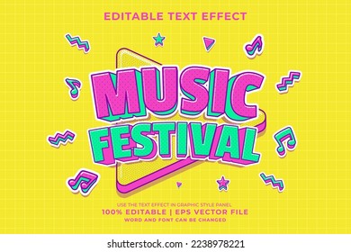 Editable text effect - Music Festival Cartoon template style premium vector