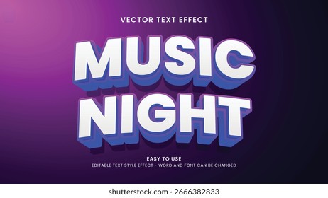 Editable text effect music night 3d style premium vector 