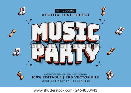 Editable text effect Music Party 3d Cartoon Cute template style premium vector