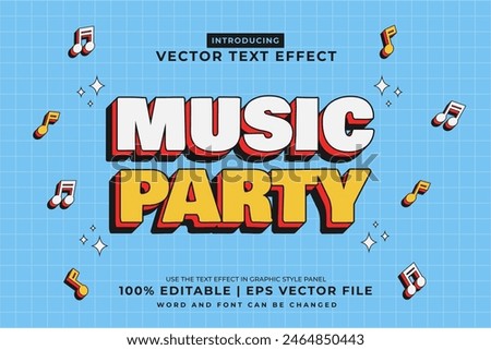 Editable text effect Music Party 3d Cartoon Cute template style premium vector