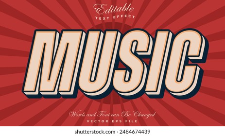 Editable text effect - Music Vintage Cartoon template style premium vector