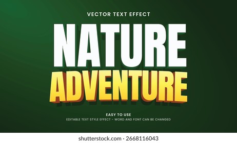 Efecto de texto editable nature adventure Vector premium estilo 3D 