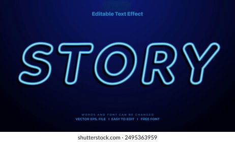 editable text effect neon style in words story theme