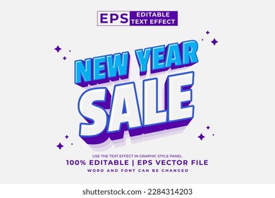 Editable text effect new year sale 3d cartoon style premium vector