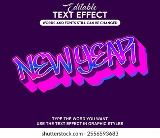 Editable text effect new year style