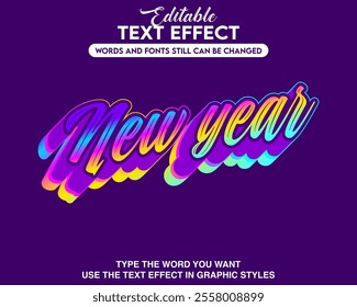 Editable text effect new year theme