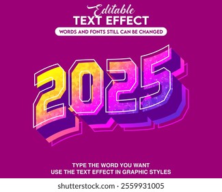 Editable text effect new year 2025 style
