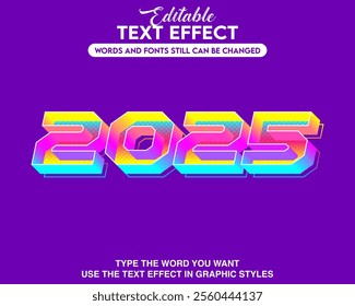 Editable text effect new year 2025 style