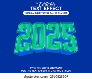 Editable text effect new year 2025 style