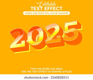 Editable text effect new year 2025 style