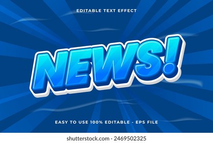 Editable text effect News 3d Cartoon template style premium vector