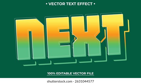 Efeito de texto editável Próximo modelo de desenho animado 3D Estilo de gradiente