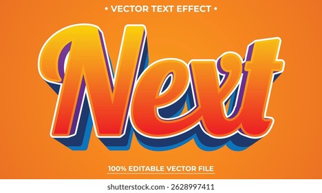 Editable text effect Next Colorful Gradient Bold template style premium vector