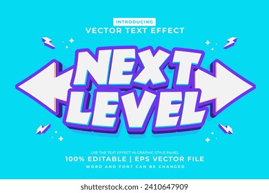 Editable text effect Next Level 3d cartoon template style premium vector