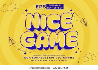 Editable text effect - nice game 3d cartoon template style premium vector