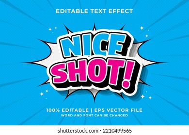 Editable text effect - nice shot Cartoon template style premium vector